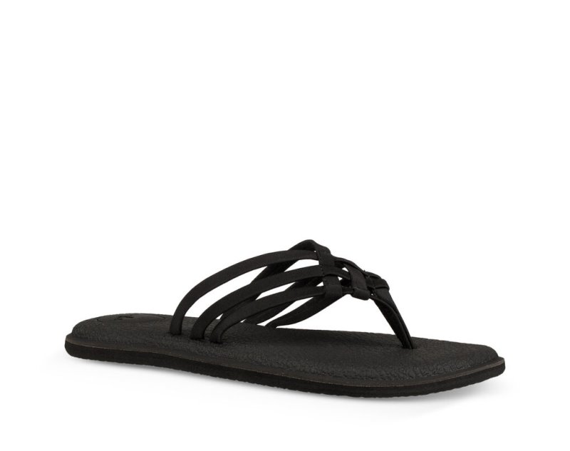 Sanuk Womens Yoga Salty Black Flip Flops | XEWVOI714